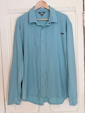 Orvis Pro Men's Light Blue Performance Snap Button Shirt Size;: X-Large